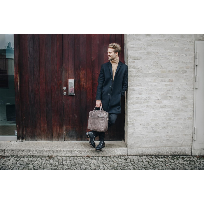 Портфель (M). Велика сумка, сумка для ноутбука і сумка через плече зі шкіри ручної роботи. Високоякісна чоловіча сумка з натуральн