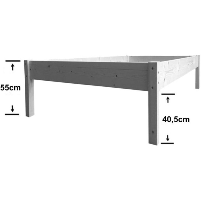 Дерев&39яне ліжко, підняте ліжко, ліжко для людей похилого віку, 120x200 см, ліжко з масиву дерева, дерево 120 масив (120 см x 200 см, висота ліжка 55 см) 120 см x 200 см висота ліжка 55 см