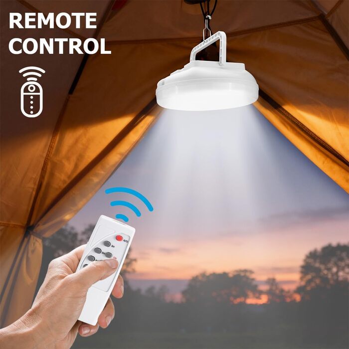 Сонячний світлодіодний кемпінговий ліхтар WholeFire з пультом дистанційного керування, USB-акумуляторний кемпінговий ліхтар, ультраяскравий сонячний ліхтар для намету 4500 люмен, портативний, водонепроникний, 5 режимів світла для походів та кемпінгу на св