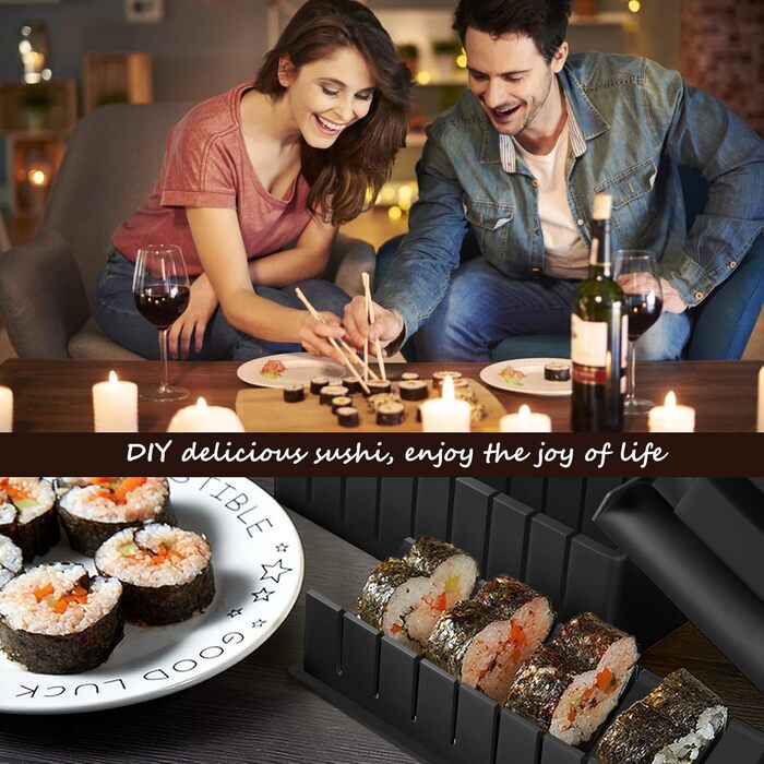 Набір SKYSER Sushi Maker, набір з 20 предметів для початківців, які можна приготувати самостійно, можна використовувати як тарілку