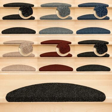 Килимки для сходів Kettelservice-Metzker Ramon MW Half Round в різних варіантах набору 65x23,5 см Антрацит 15 шт. 15 шт. Антрацит