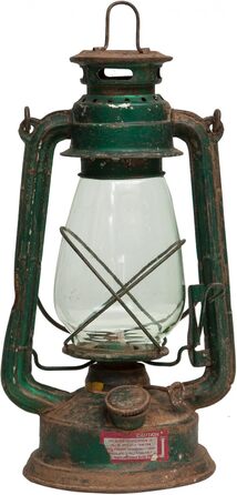 Антикварний металевий олійний ліхтар Biscottini Д15,5 x Ш15,5 x В32,5 - Центральна композиція - Домашній декор - Ліхтар у стилі шеббі-шик - Кемпінг