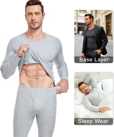 Чоловічий комплект термобілизни Wirarpa, бавовна, легкий, м&39який термопідвіс та довгі труси, сірий, M