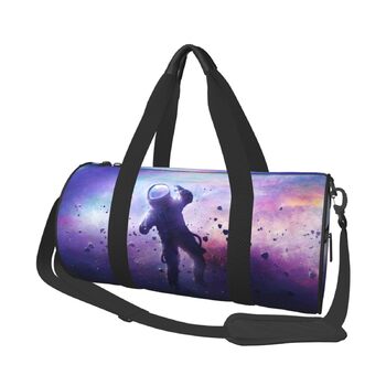 Спортивна сумка для подорожей, сумка-дорожня, з принтом космонавта, на нічліг, чорна, універсальний розмір, дорожня сумка