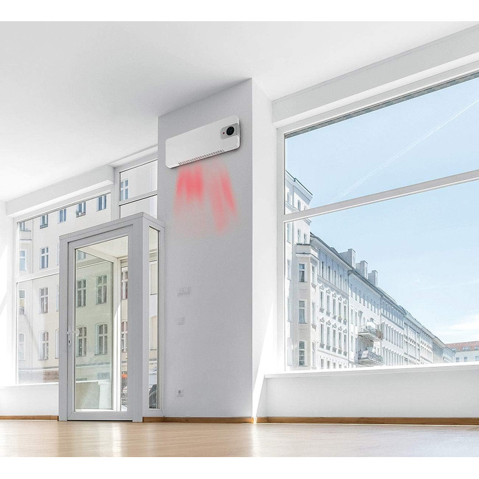 Вентилятор-обігрівач керамічний настінний WiFi вентилятор-обігрівач, світлодіодний дисплей, 2000 Вт, додаток, Google та Alexa (вентилятор-обігрівач із керуванням за допомогою додатка, керамічний, тримач для планшета) Білий, сумісний з Google та Alexa