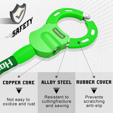 Замок для самоката та велосипеда, захист від крадіжки, 92 см, барвистий замок-наручник, висока безпека з ключем, аксесуари для електросамокатів та електровелосипедів, зелений колір