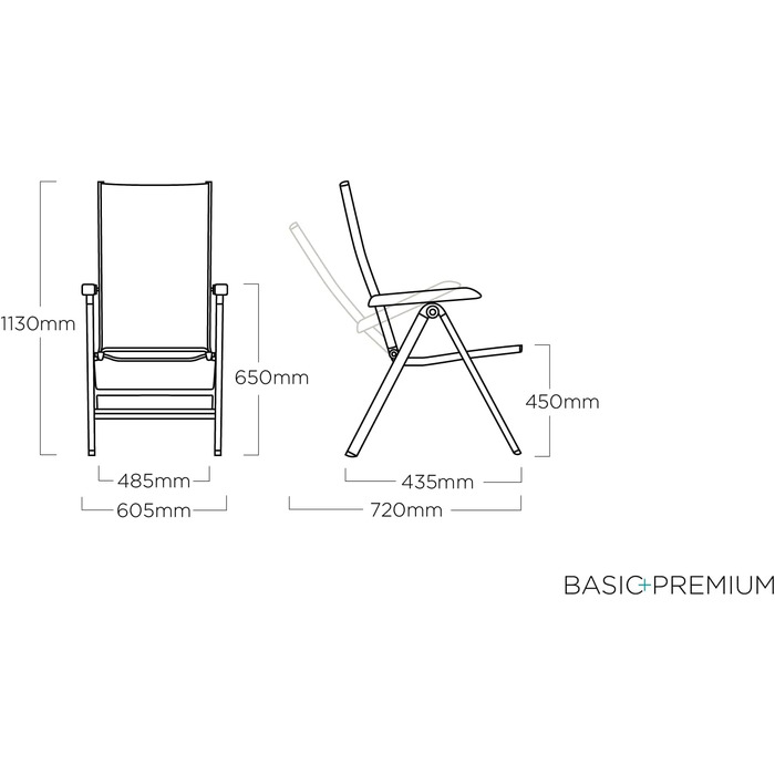 Крісло Kettler Basic Plus Premium Multiposition, срібло/лакриця, Alu/тканина для вулиці, 0102401-0000