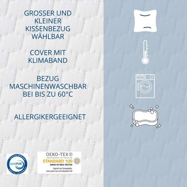 Пінопластова подушка Genius eazzzy 40x80 см, висота 10 см - подушка для підтримки шиї з 2 рівнями жорсткості охолоджувальний гелевий пінопласт - подушка для сну на боці, спині та животі в упаковці з 2 шт.