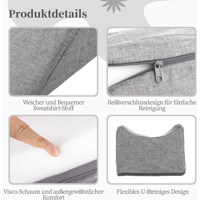 Подушка для підняття ніг Varku, подушка для ніг з піни з ефектом пам&39яті, м&39яка та дихаюча водонепроникна подушка для полегшення болю в ногах, 65 x 20 x 15 см