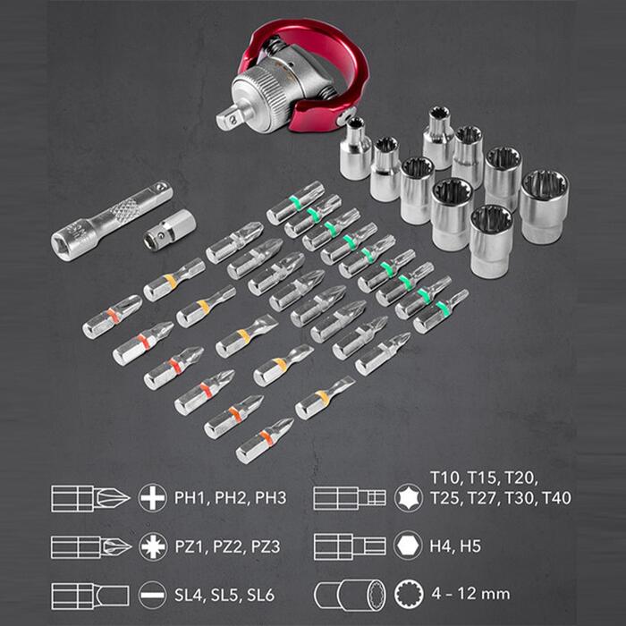 Викрутка з набором біт Trotec 40 pieces Bit and Socket Wrench Set (6200001005)
