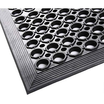 Нековзний гумовий килимок 90x150 см з бордюром Міцний кільцевий гумовий килимок для зовнішнього та внутрішнього використання Всепогодний брудозахисний килимок зі 100 гуми Дренажна стільникова структура для надійного зчеплення