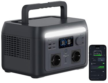 Аварійний акумулятор Revolt 230V Портативна електростанція та сонячний генератор 512 Втгод, ДБЖ, додаток, 600 Вт (акумуляторний блок, аварійне живлення 230 В)