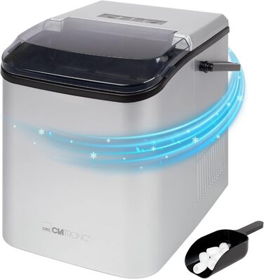 Машина для виробництва кубиків льоду Кубики льоду через 10 хвилин Самоочищення для великих і маленьких кубиків 12 кг/24 год Льодогенератор Резервуар для води 1,5 літра EWB 3785 Silver - Знята з виробництва модель