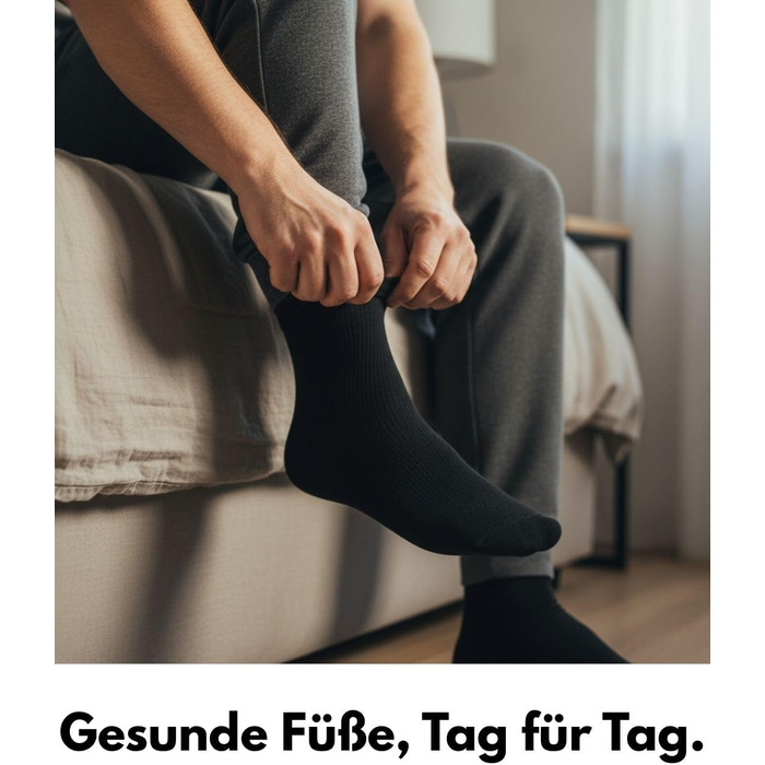 Діабетичні шкарпетки без еластичної манжети та безшовні 97 бавовна (6 пар) Діабетичні шкарпетки з комфортною манжетою для жінок та чоловіків 39-42 чорного кольору, 24