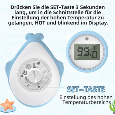 Термометр для ванни для новонароджених, Кімнатний термометр і Термометр для ванни, Швидке й точне вимірювання рівня води з беззвуч