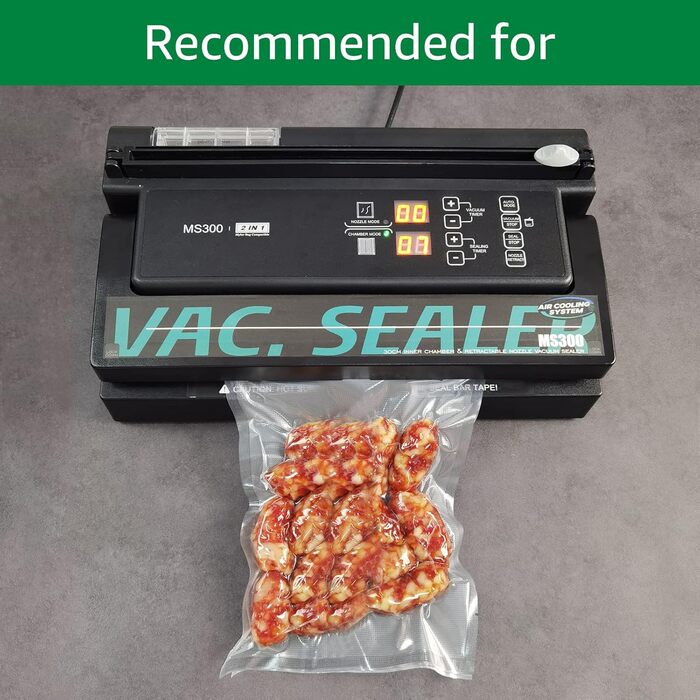 Структура вакуумного пакета MAGIC SEAL, дуже товста вакуумна пакувальна плівка 190 мкм, PAPE, без BPA, sac sous vide, 100 пакетів (28 x 40 см)