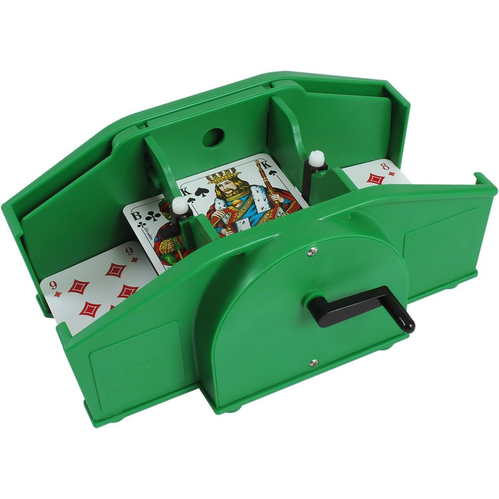 Механічний змішувач карт ASS Altenburger 22574033 Vario з ручним приводом, для різних форматів карт, в картонній коробці, зелений, розміри 24,3 x 15,7 x 10,6 см