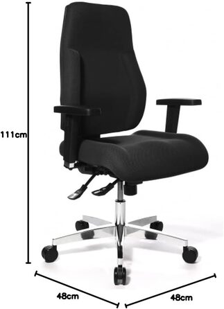 Офісне крісло, стілець для роботи, широке контурне сидіння, включаючи підлокітники з регульованою висотою, контурна оббивка, чорний чохол, 111.0 x 60.0 x 59.0, 99GBC0 P91