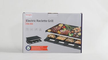 Раклетний гриль 2-в-1 Електричний настільний гриль на 8 осіб Двостороння пластина для гриля з антипригарним покриттям Електричний гриль Бездимний раклет з 8 міні-раклетами та 8 скребками Можна мити в посудомийній машині 1300 Вт Двостороння сковорода-гриль