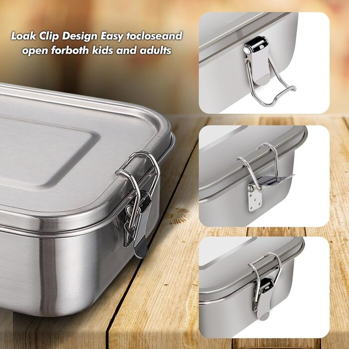 Металева ланч-бокс Gigmeta, 1200 мл, герметична знімною перегородкою, екологічна для дорослих та дітей