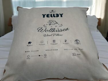 Подушка 80x80 см Високоякісна подушка для сну з вовняним наповнювачем та бавовняним чохлом Зручна, дихаюча та підходить для використання цілий рік