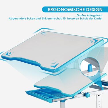 Дитяча парта JOYLDIAS регульована по висоті, шкільна парта молодіжна з лампою, дитяча парта зі стільцем і шухлядою вкл. безкоштовн