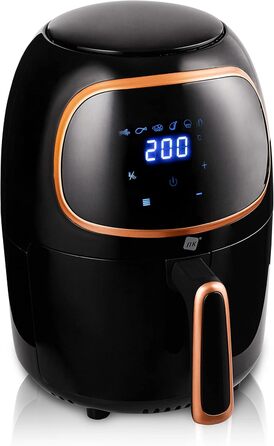 Фритюрниця, проста у використанні, 6 програм, антипригарне покриття, 1000 Вт, регульована температура до 200C, 2L -