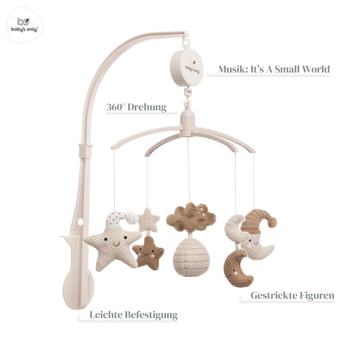 Мобіль Baby's Only Music Mobile Baby Heaven, в'язані хмарки, унісекс