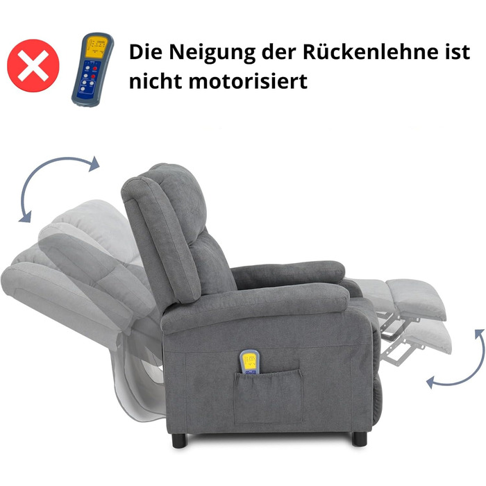Крісло під телевізор LEADZM, відкидне крісло, шезлонг, електричний масаж та підігрів, ручне регулювання кута нахилу спинки, відкидне крісло до 120 кг, одномісний диван