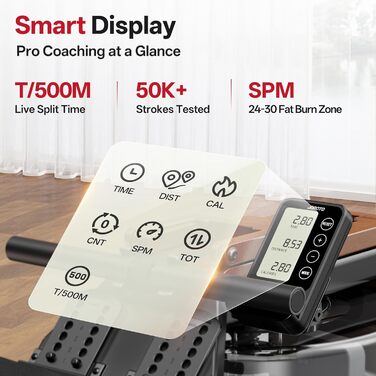 Домашній веслувальний тренажер JOROTO, дерев&39яний водний веслувальний тренажер, складний Підключення Bluetooth до застосунку Kinomap Максимальна вантажопідйомність 150 кг Резервуар для води 16 л Попередньо встановлено 98