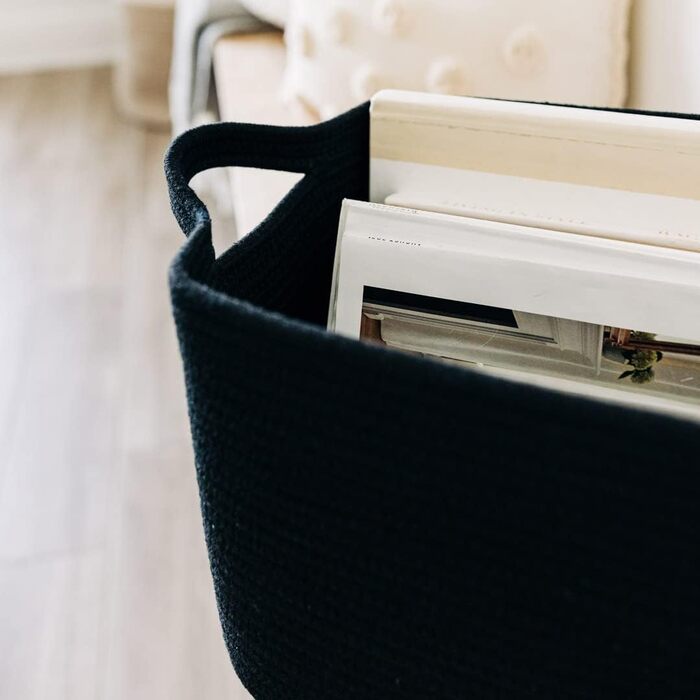 Кошик для зберігання OrganiHaus, чорний, місце для зберігання туалетного паперу, дитячий кошик для зберігання, плетений кошик, кошик для сходів, кошики та контейнери, маленький кошик для білизни, плетені кошики для зберігання, 35x23 см, чорний
