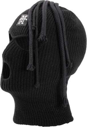 Балаклава Manufaktur13 Dread - лижна маска з 3 отворами та дредами, лижна маска різних кольорів, багатофункціональна маска, еластична/розтяжна, в&39язана, один розмір, чорна