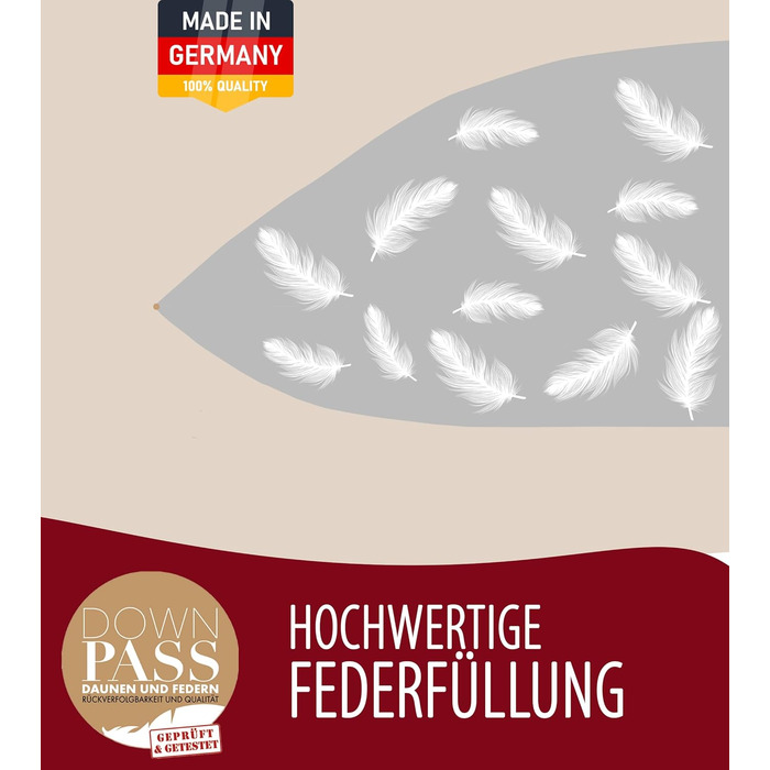 Пухова подушка 80 x 80 см - Подушка зі 100 пір&39яним наповнювачем - Подушка 80x80 см з бавовняним чохлом - Подушка для спокійного сну - Пухова подушка - Подушка - Подушка 80x80 см