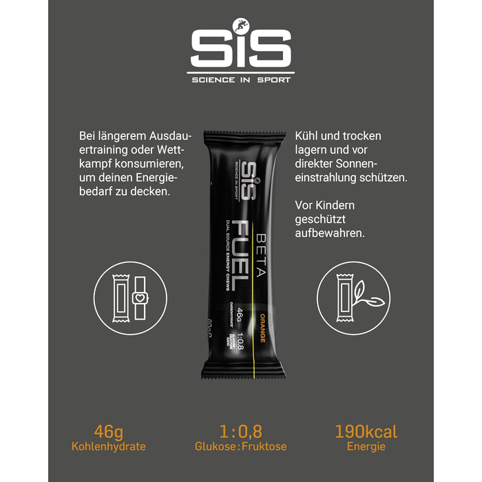 Енергетичні батончики Science in Sport BETA Fuel Bars 20 x 60 г, апельсин - веганські енергетичні батончики з 45 г вуглеводів, смачні вуглеводні батончики як ідеальні постачальники енергії для силових тренувань