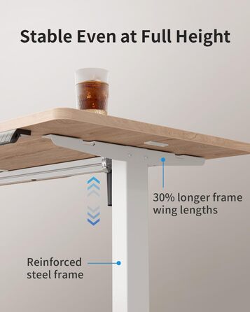 Стіл FEZIBO з регульованою висотою та портами зарядки USB-A та USB-C, 100 x 60 см