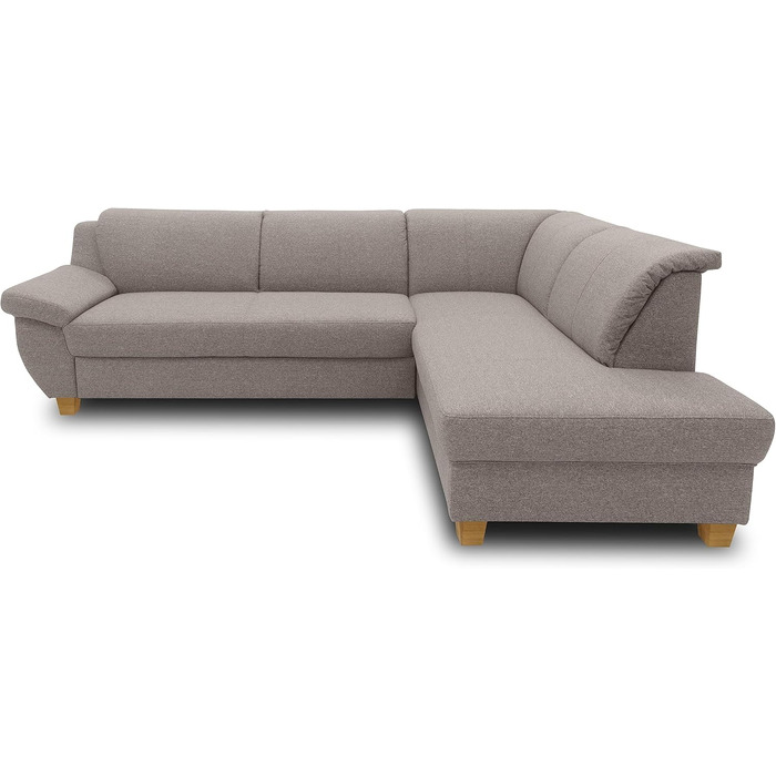 Колекція Панама кутовий диван, класичний L-подібний кутовий диван праворуч, кутовий диван, диван-ліжко, кутовий диван з функцією сну 254 x 186 x 80 см (Ш x Г x В), сіро-коричневий, правий шезлонг з функцією сну, сіро-коричневий