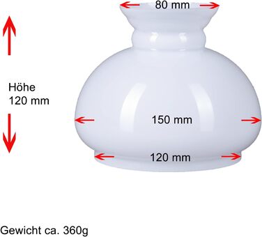 Лампа скляна гасова лампа біла глянцева Ø 120 мм Змінний скляний абажур