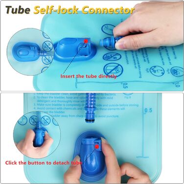 Гідратаційний рюкзак, 20 л / 2 л камера, Водонепроникний, Нейлон/Пластик, Чорний матовий