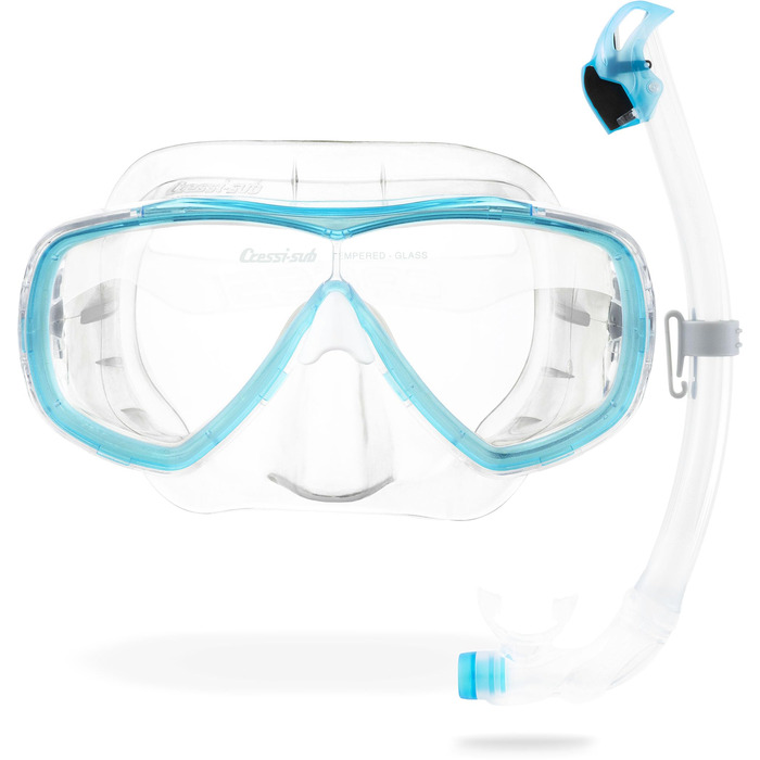 Маска для снорклинга Estrella або комплект для снорклинга Estrella маска трубка Seal Dry, один розмір, комбінований комплект, прозорий/аквамариновий