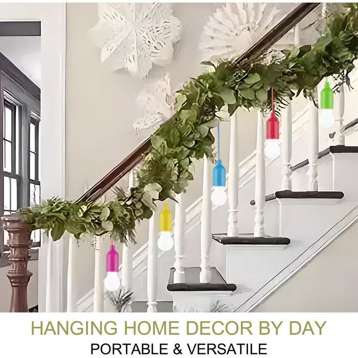 Набір із 7 світлодіодних лампочок на шнурку, лампочки для намету на батарейках, портативний світлодіодний ліхтар теплого білого кольору 3000K для використання в приміщенні та на вулиці, для надзвичайних ситуацій, кемпінгу, декору та вечірок.