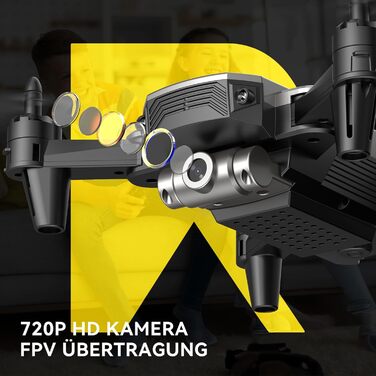 Дрон DEERC D20 з камерою HD 720P для дітей, складаний RC міні-квадрокоптер з FPV WiFi живою трансляцією, 2 батареї, тривалий час п