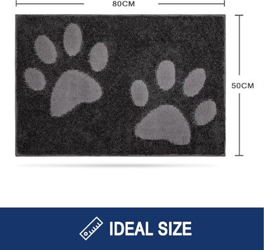 Килимок для бруду, що миється, 50 x 80 см, килимок для прихожих, абсорбуючий килимок для прихожих, нековзний килимок для очищення, водонепроникний килимок для собак, вхід, мокрі лапи, темно-вугільний 50 x 80 см (прямокутний)