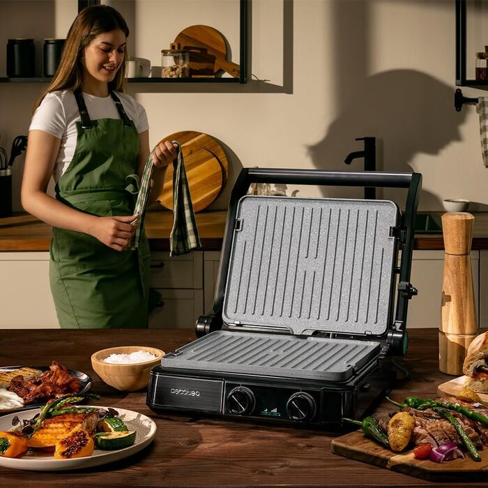 Електричний контактний гриль Cecotec Rock'nGrill 2200 Dual, розкриття 180, 29x23 см, 2200 Вт