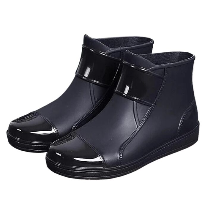 Чоловіче гумове взуття, чоловічі гумові чоботи, коротке гумове робоче взуття для вулиці, водонепроникне, бавовняне, тепле, чорне, розмір EU 41