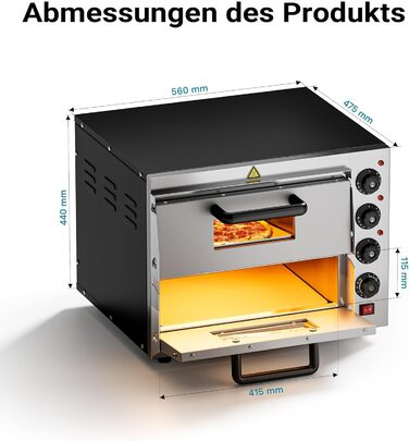 Ярусна піч для піци 3000 Вт з кордієритовим каменем для піци, як кам'яна піч, піч для піци, 2-