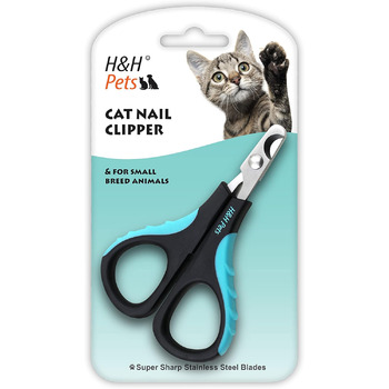Кусачки для котячих кігтів H&H Pets, гострі як бритва леза з нержавіючої сталі, міцні нековзні ручки, аксесуари для котів та дрібних тварин, професійний грумінг вдома