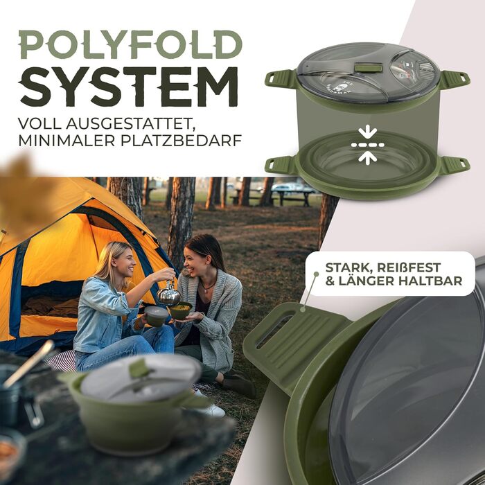 Складаний похідний посуд / набір для приготування їжі легкий, компактний для туризму, піших прогулянок, хайкінгу, трекінгу та подорожей відкрийте для себе зараз