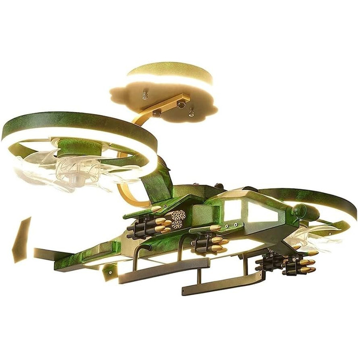 Тихий вентилятор світильник Стельові вентилятори з підсвічуванням Стельові вентилятори в формі гелікоптера світильник з дистанційн