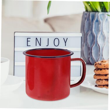 Набір емальованих кухлів Garneck з 4 предметів, для кемпінгу, маленьких бляшаних чашок для пиття, емальовані кухлі, домашні кухлі, кухлі для гарячого шоколаду, кухлі для багаття, вінтажна кухоль для кави, кухоль для води, червоний