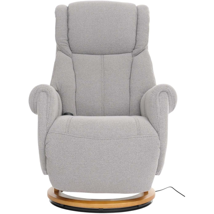 Крісло для відпочинку MCA підйомник HWC-N58, Крісло для телевізора з підставкою для ніг, тканина букле, дерево - сірий, натуральне дерево